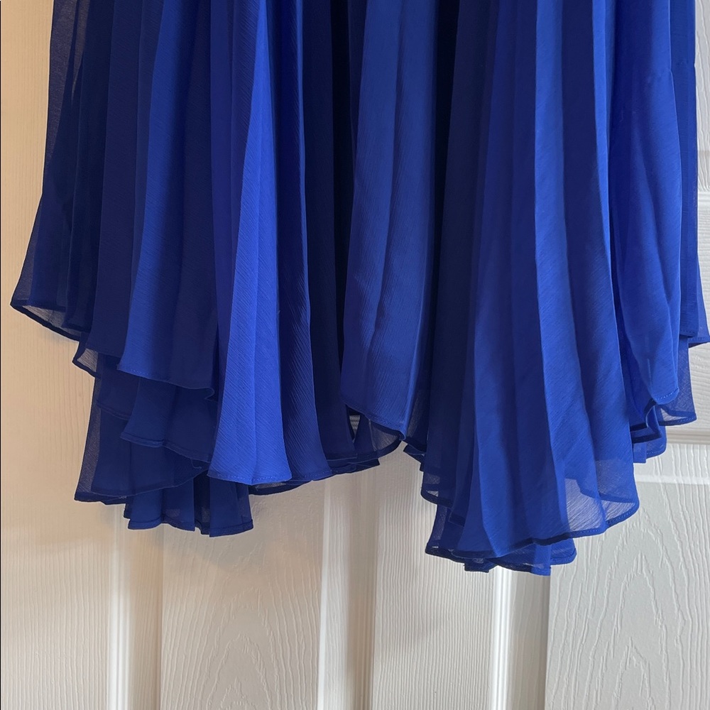 Alice + Olivia Royal Blue Pleated Maxi Skirt - Picture 3 of 8